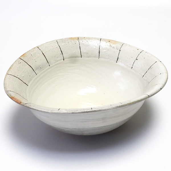 古谷製陶所　たて鉄線 たわみ盛鉢 中