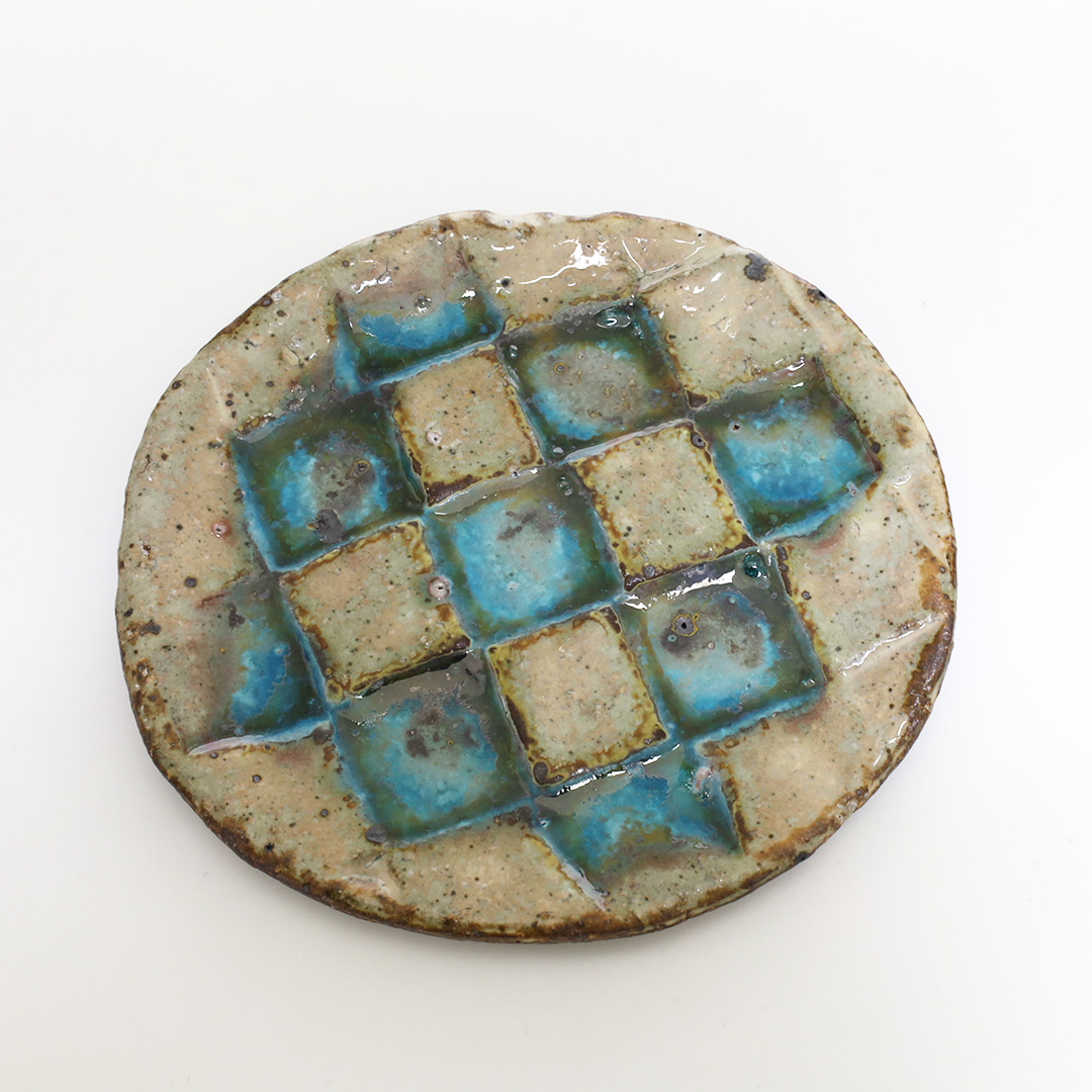 小辻真一 春萌窯　青市松皿 丸・ミニ