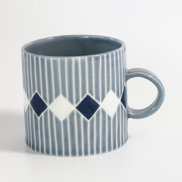 中川夕花里　マグカップL グレーストライプタイル